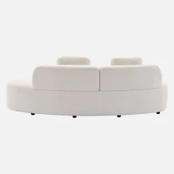 Sofá com linhas curvas em tecido bouclé, 3 lugares