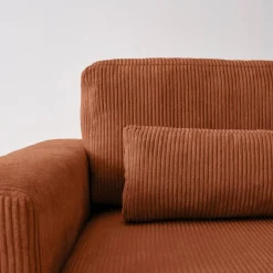 Sofá de canto conversível em veludo canelado, 5 lugares