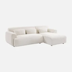Sofá de canto em tecido bouclé, 3 lugares