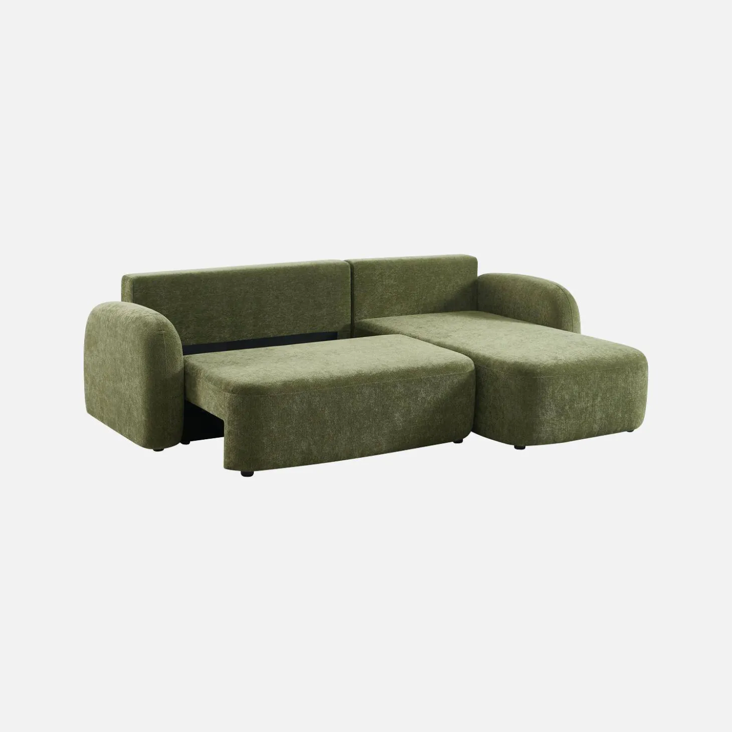 Sofá de canto reversível com chaise longue, cama e baú, 3 lugares