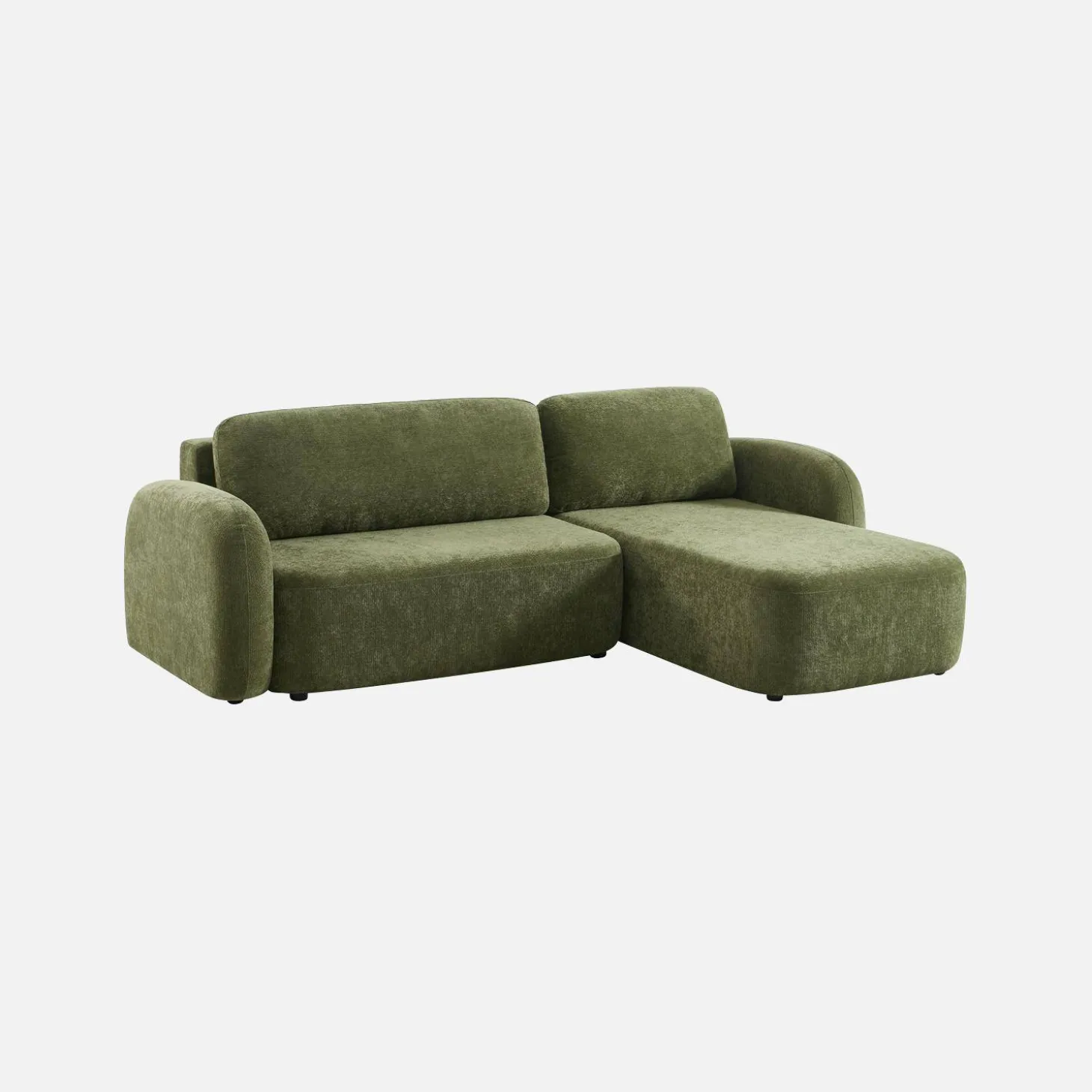 Sofá de canto reversível com chaise longue, cama e baú, 3 lugares