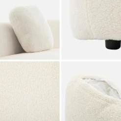 Sofá em forma de vírgula em tecido bouclé, 2-3 lugares