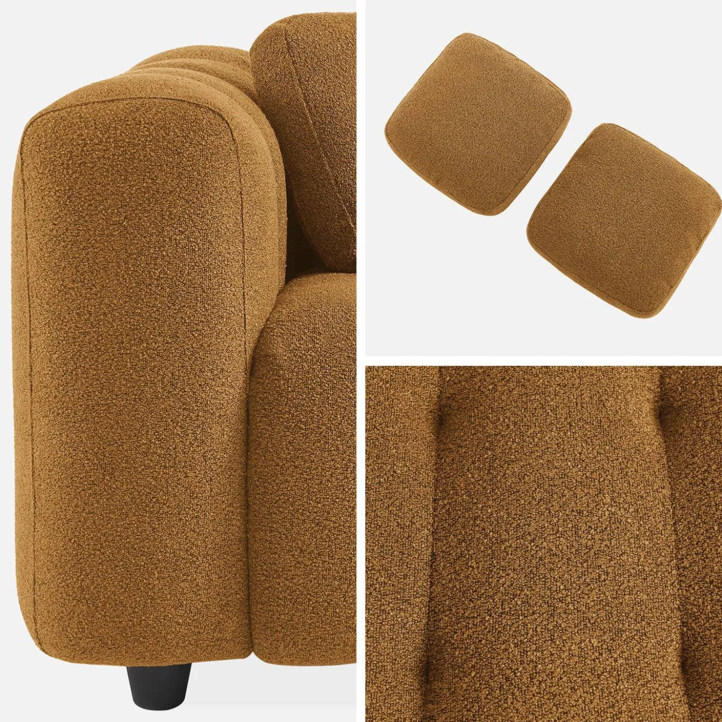 Sofá em tecido bouclé, 3 lugares