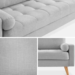 Sofá em tecido de estilo escandinavo, 3 lugares