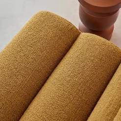 Sofá modular com apoio para os pés em tecido bouclé, 3 lugares