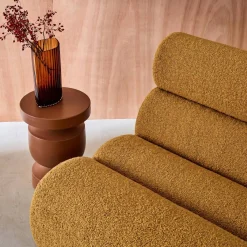 Sofá modular com apoio para os pés em tecido bouclé, 3 lugares