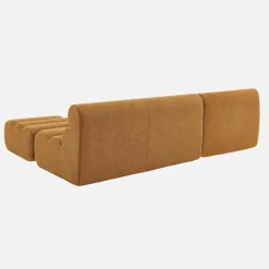 Sofá modular com apoio para os pés em tecido bouclé, 3 lugares