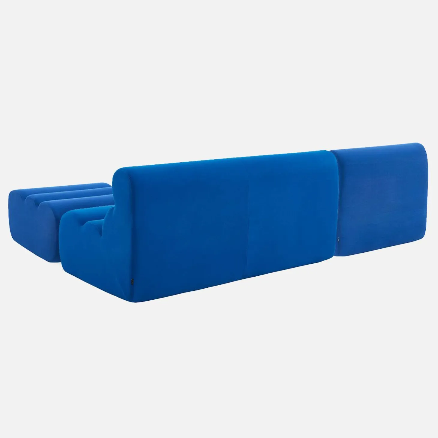 Sofá modular com apoio para os pés em tecido, 3 lugares