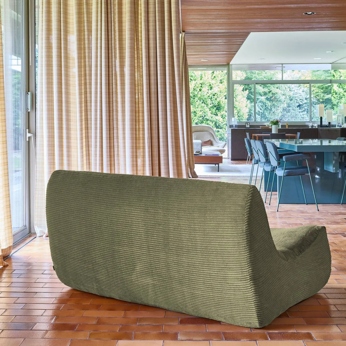 Sofá modular de veludo canelado, 2 lugares