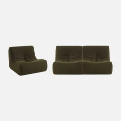 Sofá modular em boucle texturizado de 3 lugares