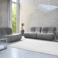 Sofá modular em boucle texturizado de 3 lugares