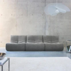 Sofá modular em boucle texturizado de 3 lugares