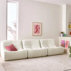 Sofá modular em boucle texturizado de 3 lugares