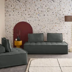 Sofá modular em tecido alcochoado, 3 lugares