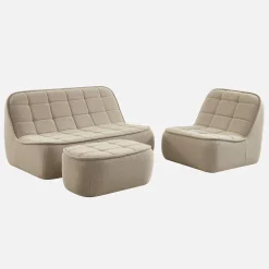 Sofá modular em tecido bouclé com apoio para os pés , 3 lugares