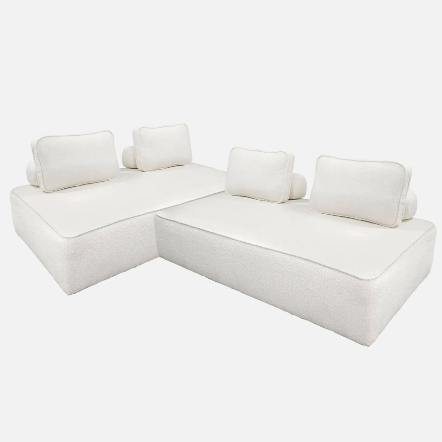 Sofá modular em tecido boucle de 4 lugares