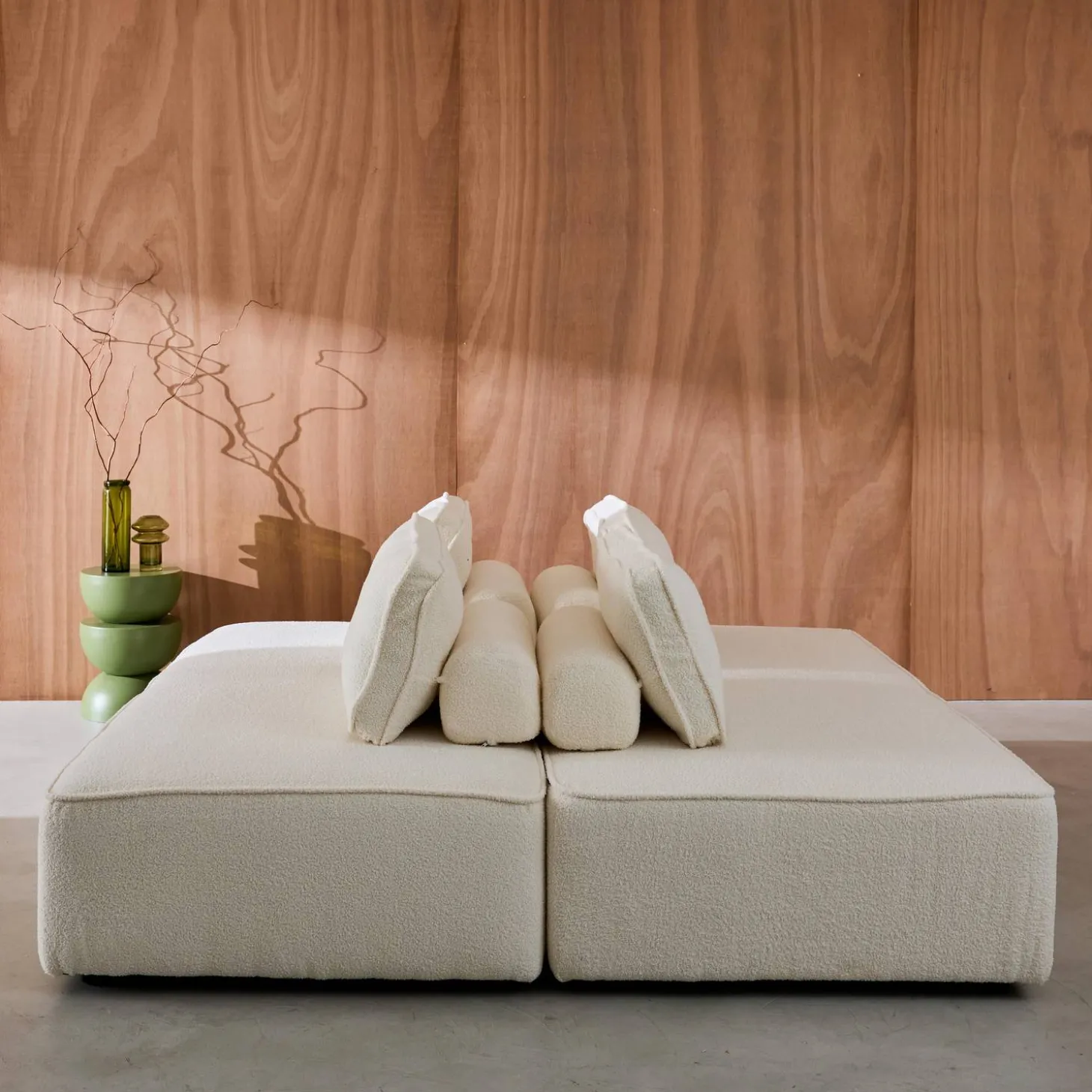 Sofá modular em tecido boucle de 4 lugares