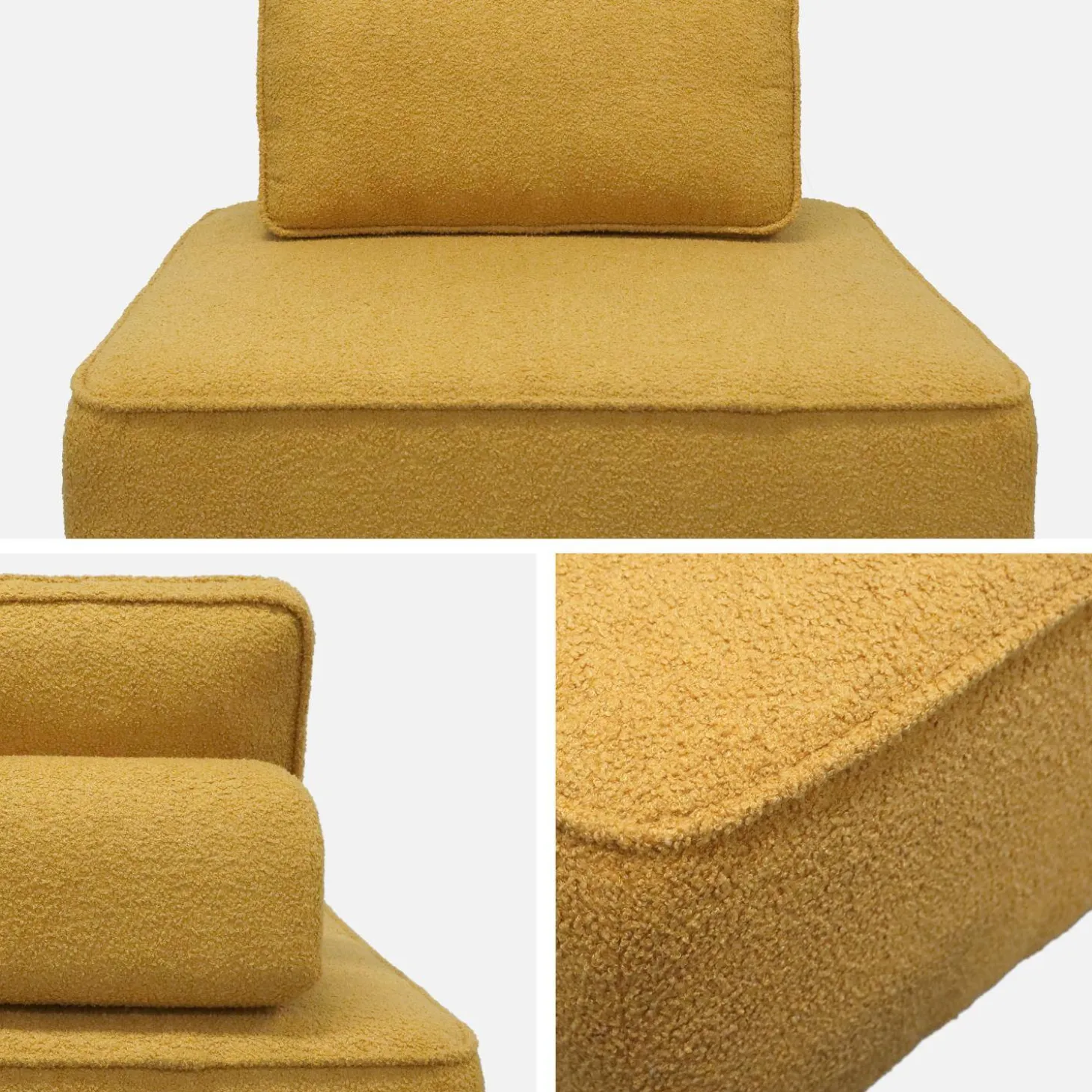 Sofá modular em tecido boucle de 3 lugares