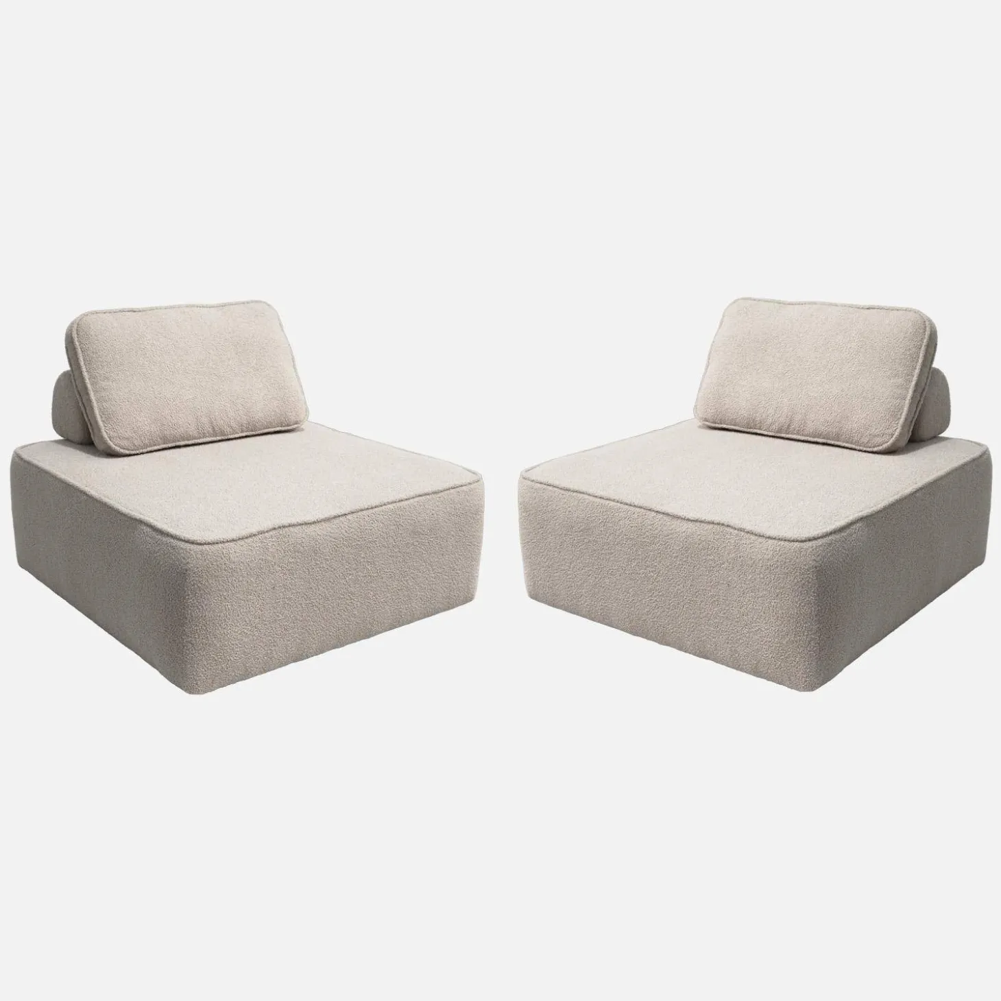 Sofá modular em tecido boucle de 2 lugares