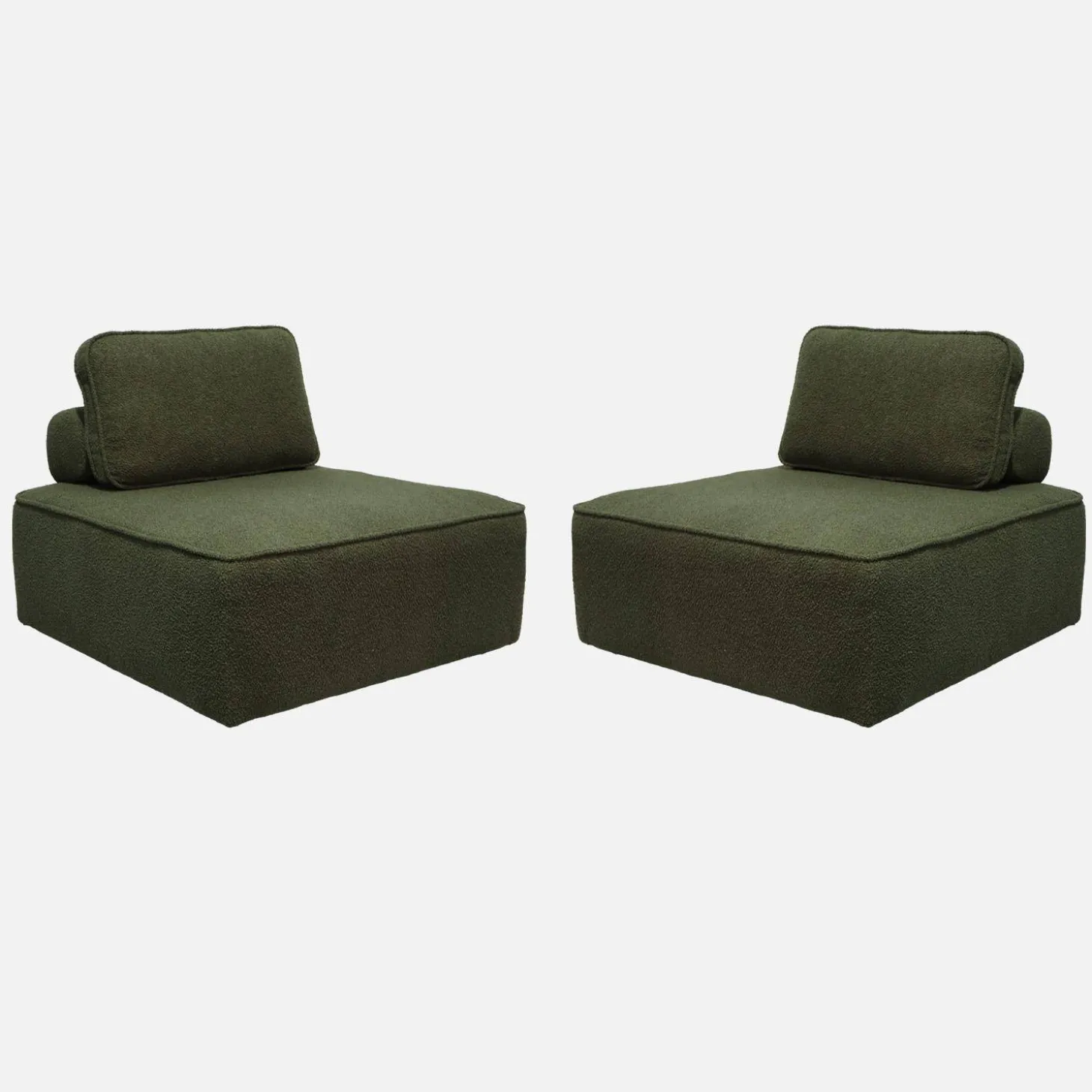 Sofá modular em tecido boucle de 2 lugares