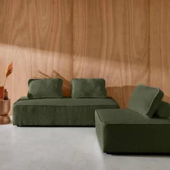 Sofá modular em tecido boucle de 3 lugares
