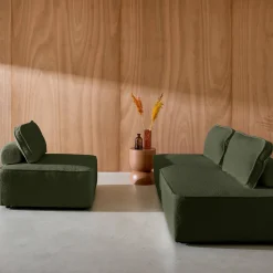 Sofá modular em tecido boucle de 3 lugares