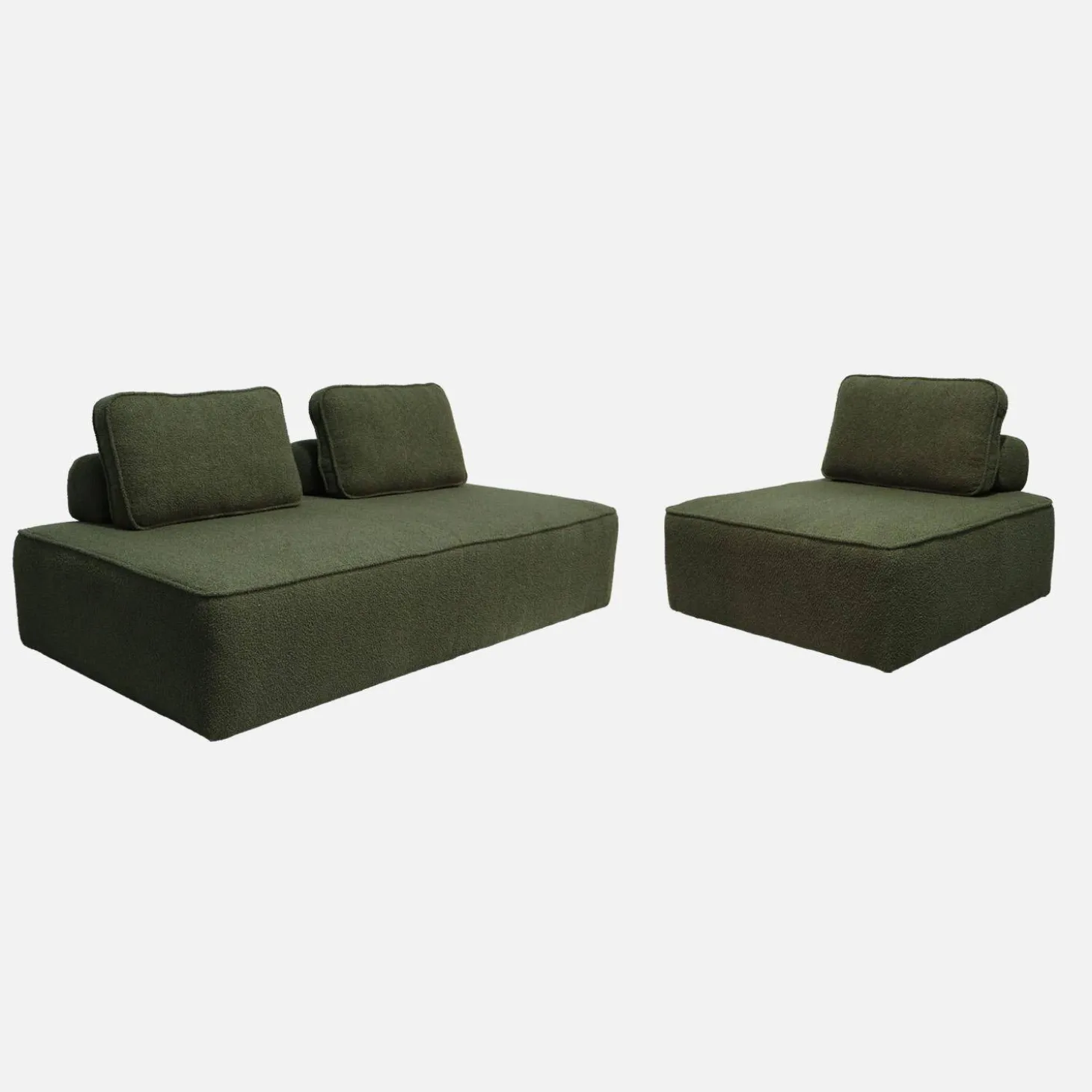 Sofá modular em tecido boucle de 3 lugares