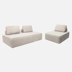 Sofá modular em tecido boucle de 3 lugares