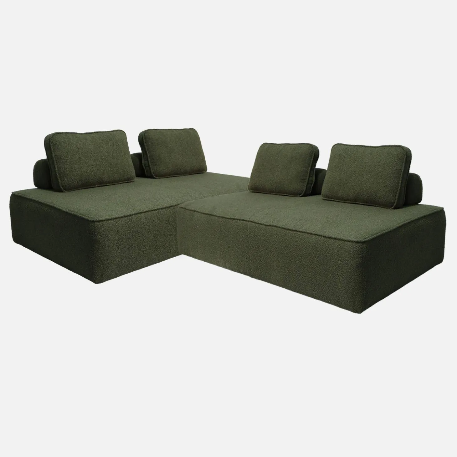 Sofá modular em tecido boucle de 4 lugares