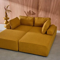 Sofá modular em tecido boucle de 4 lugares