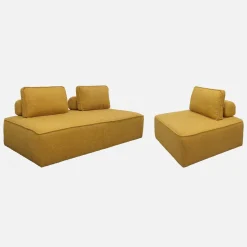 Sofá modular em tecido boucle de 3 lugares