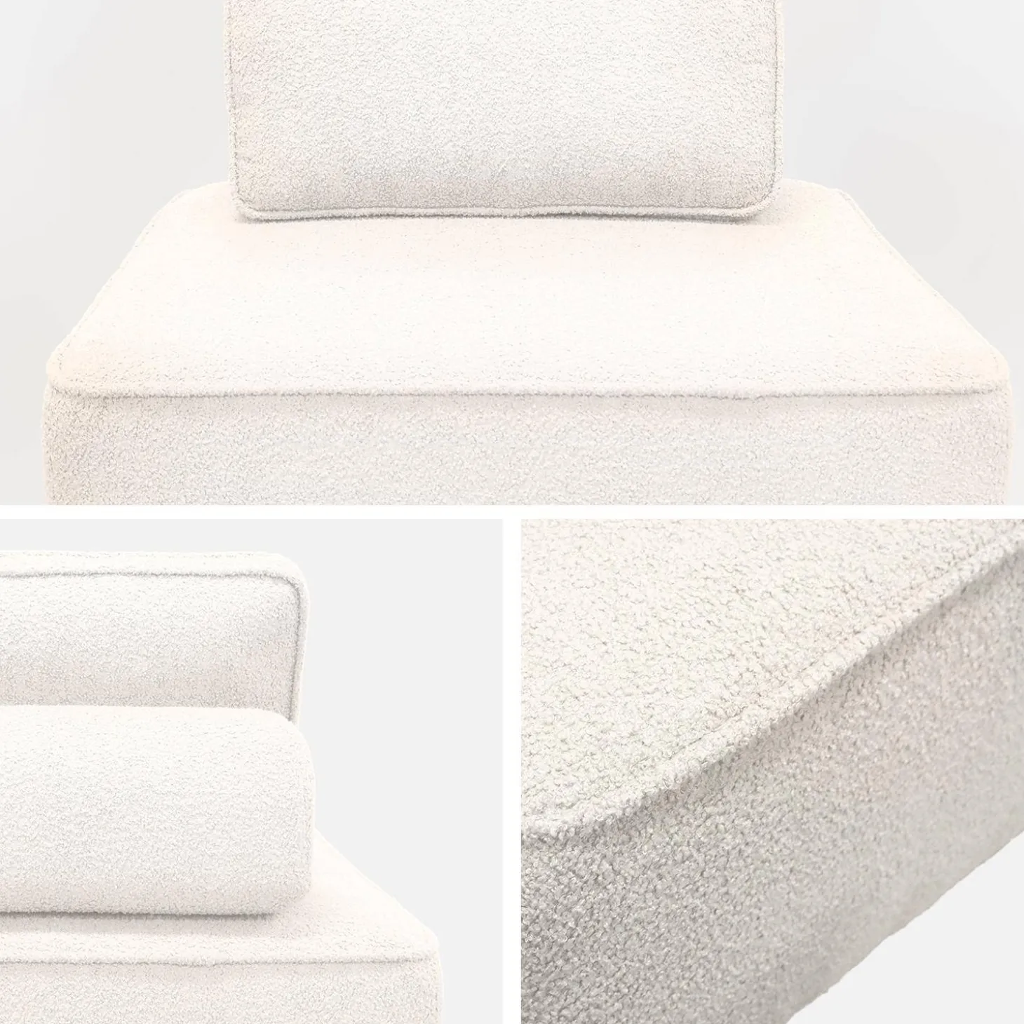Sofá modular em tecido boucle de 2 lugares