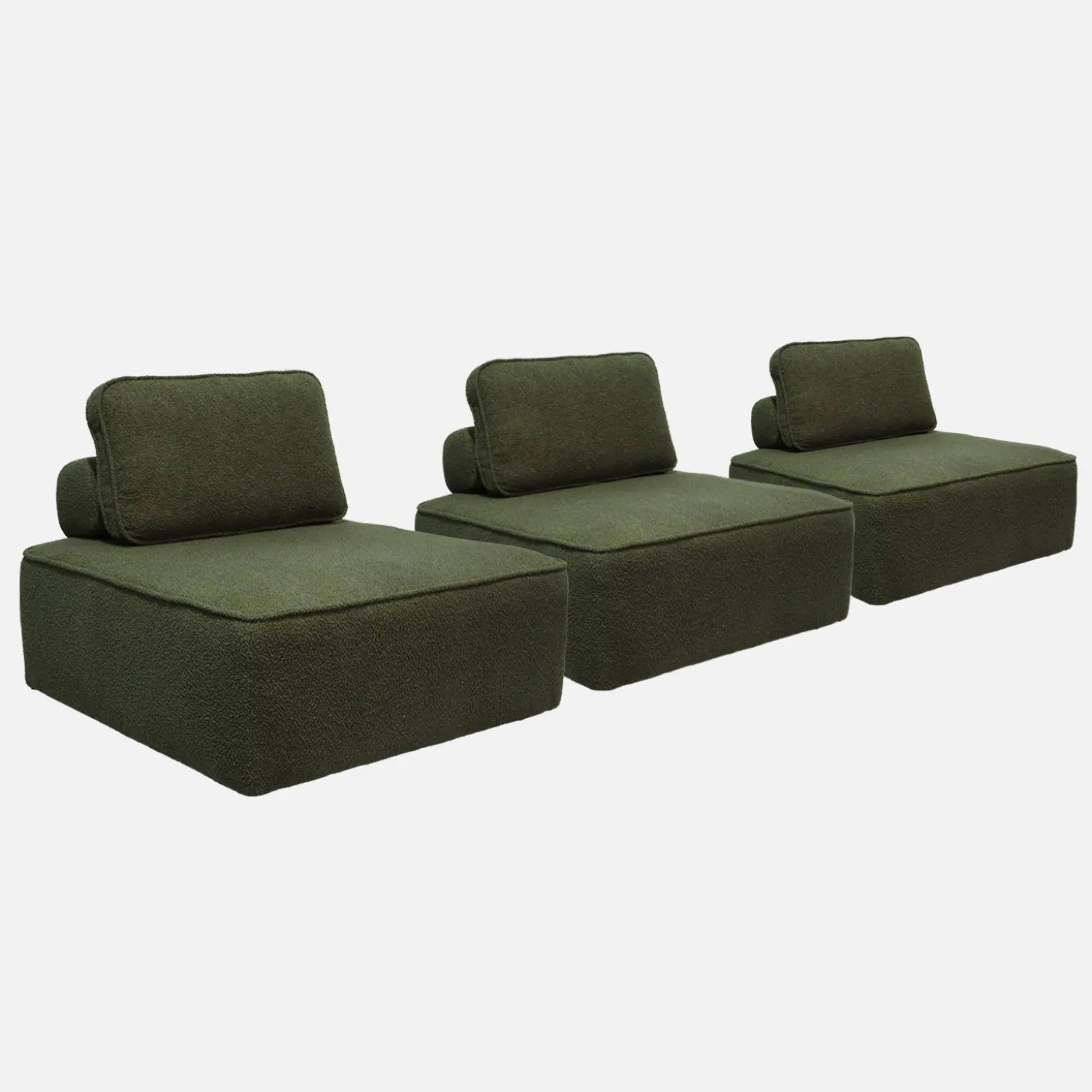 Sofá modular em tecido boucle de 3 lugares