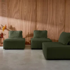 Sofá modular em tecido boucle de 3 lugares