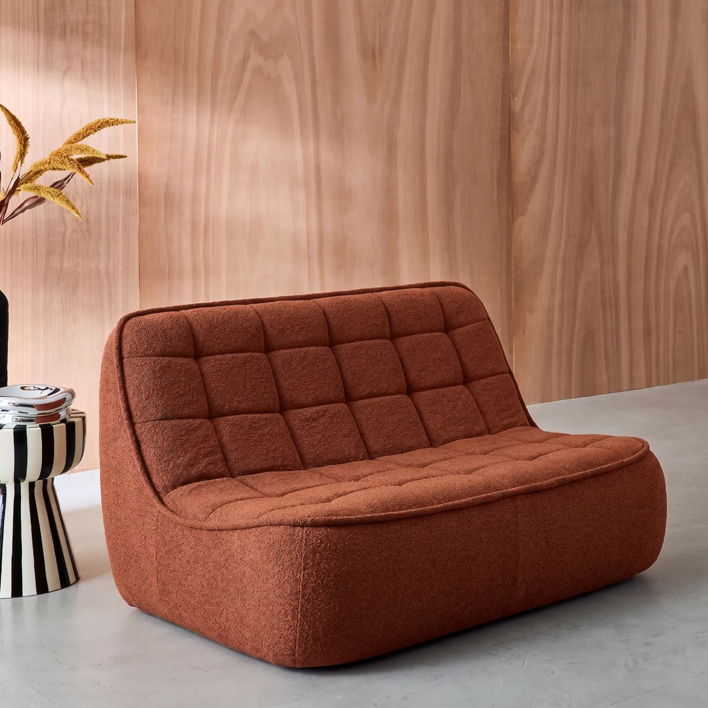 Sofá modular em tecido bouclé, 2 lugares