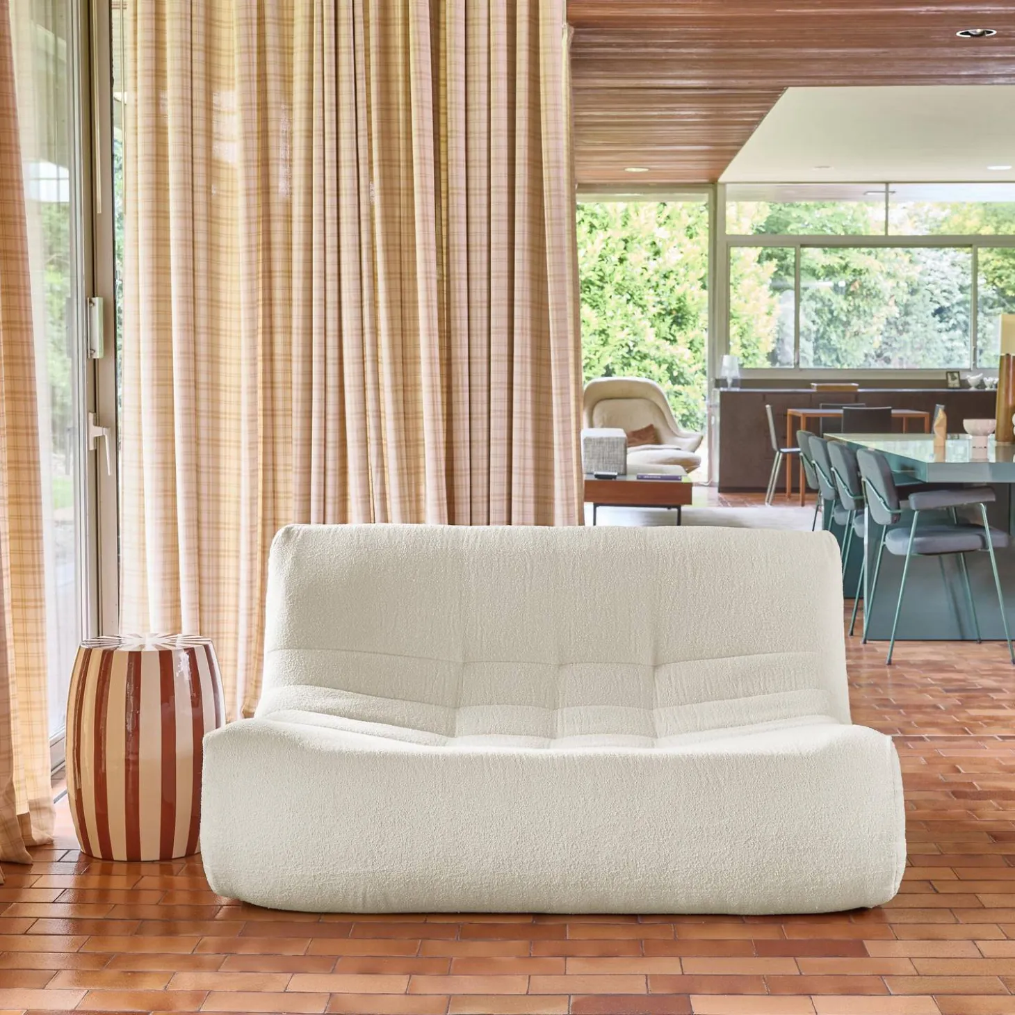 Sofá modular em tecido bouclé, 2 lugares