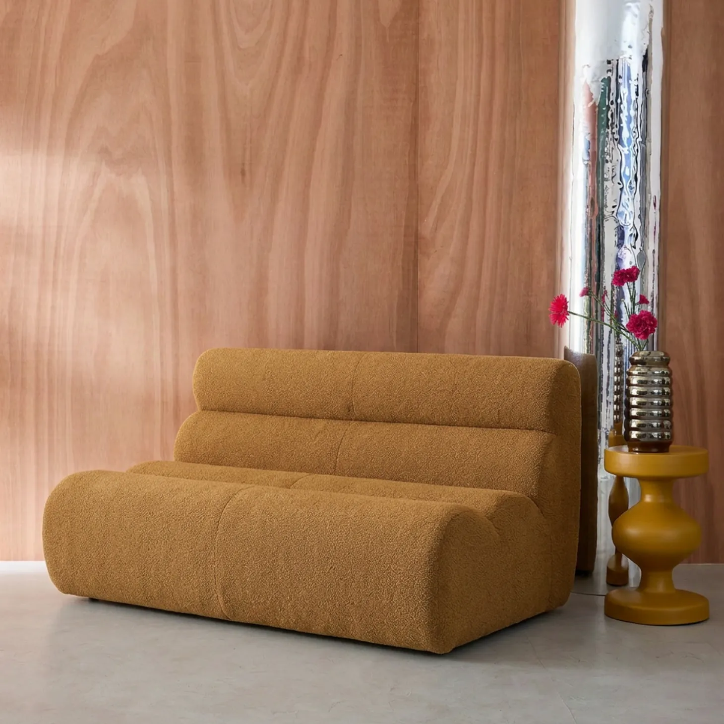 Sofá modular em tecido bouclé, 2 lugares