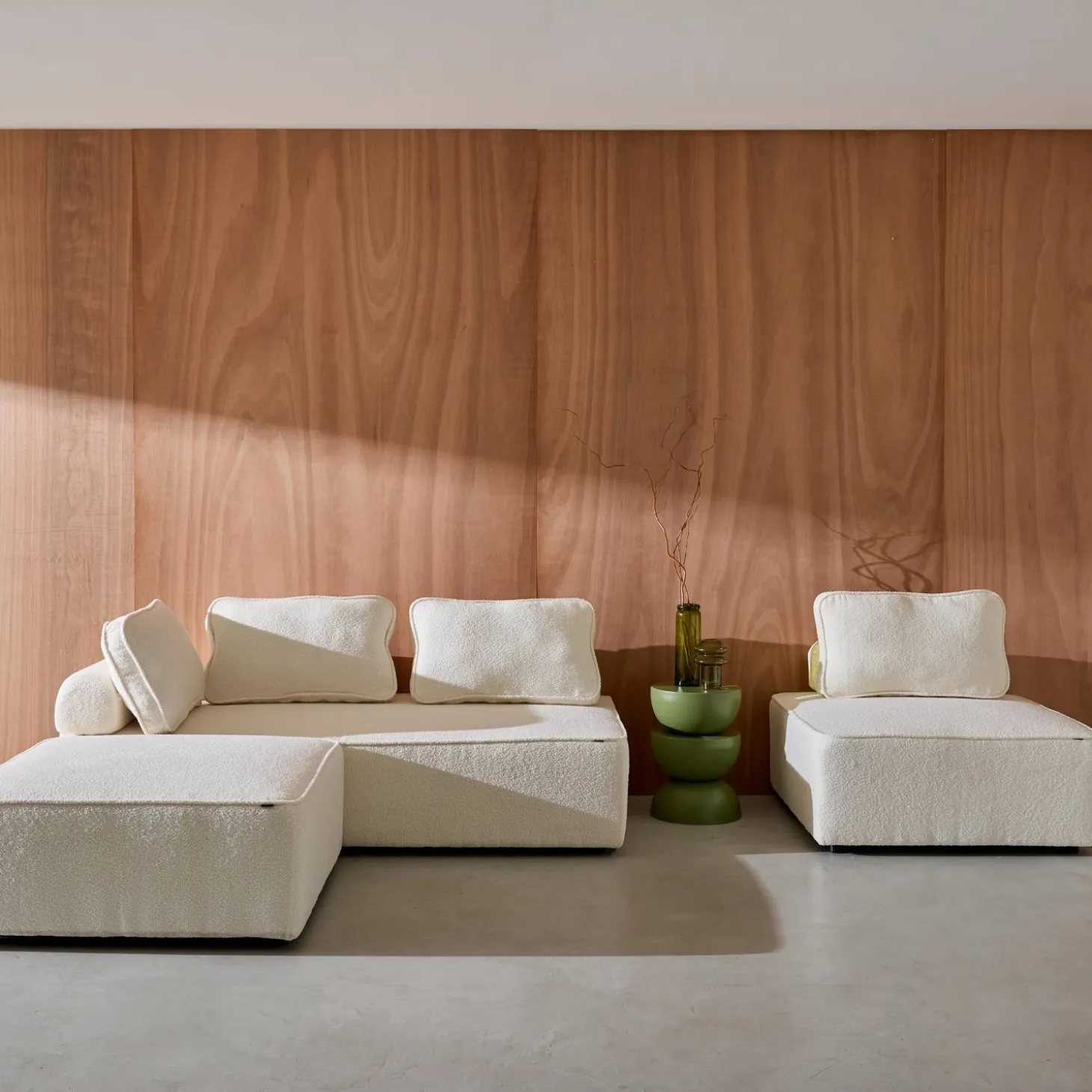 Sofá modular em tecido bouclé, 3 lugares