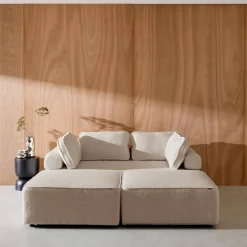 Sofá modular em tecido bouclé, 3 lugares