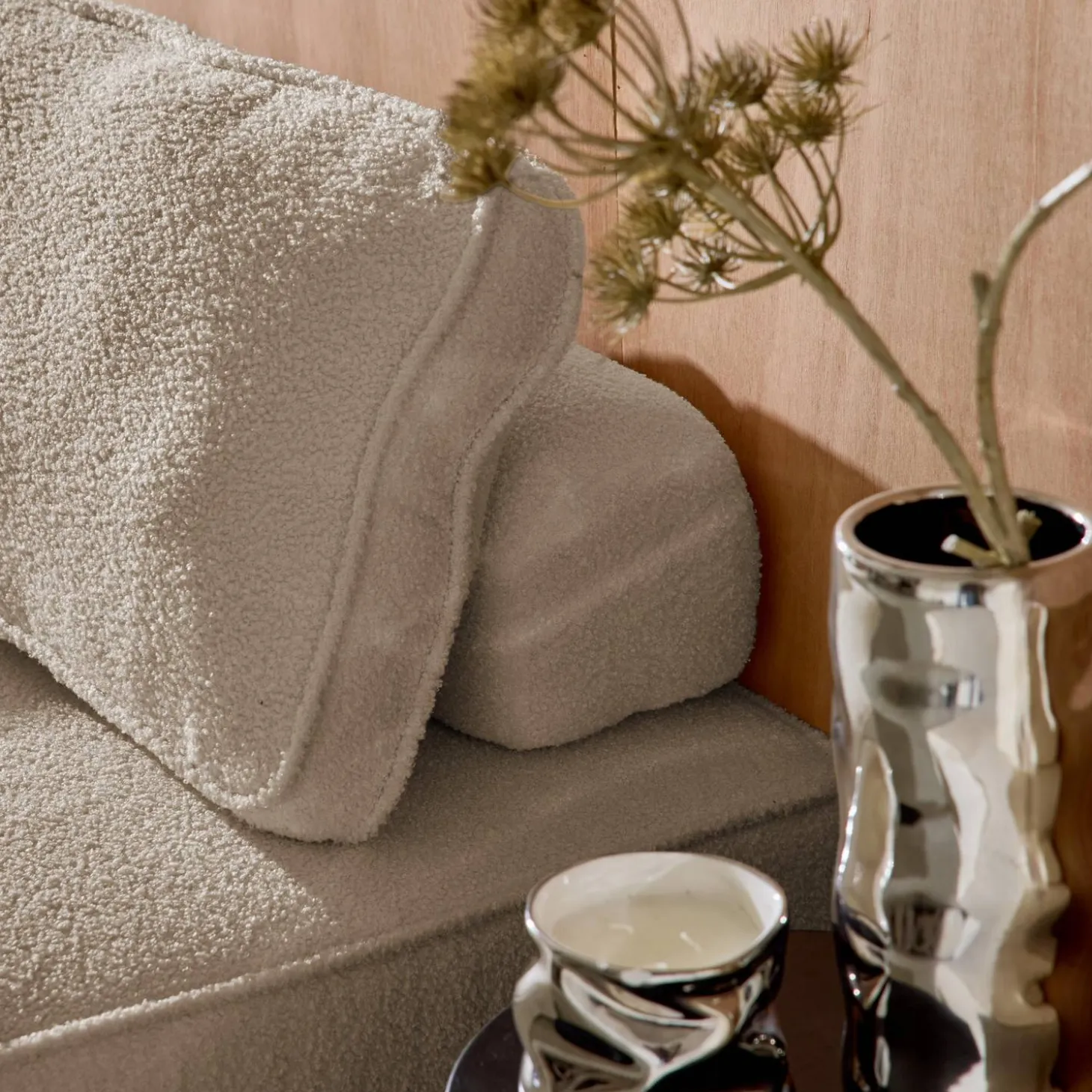 Sofá modular em tecido bouclé, 3 lugares