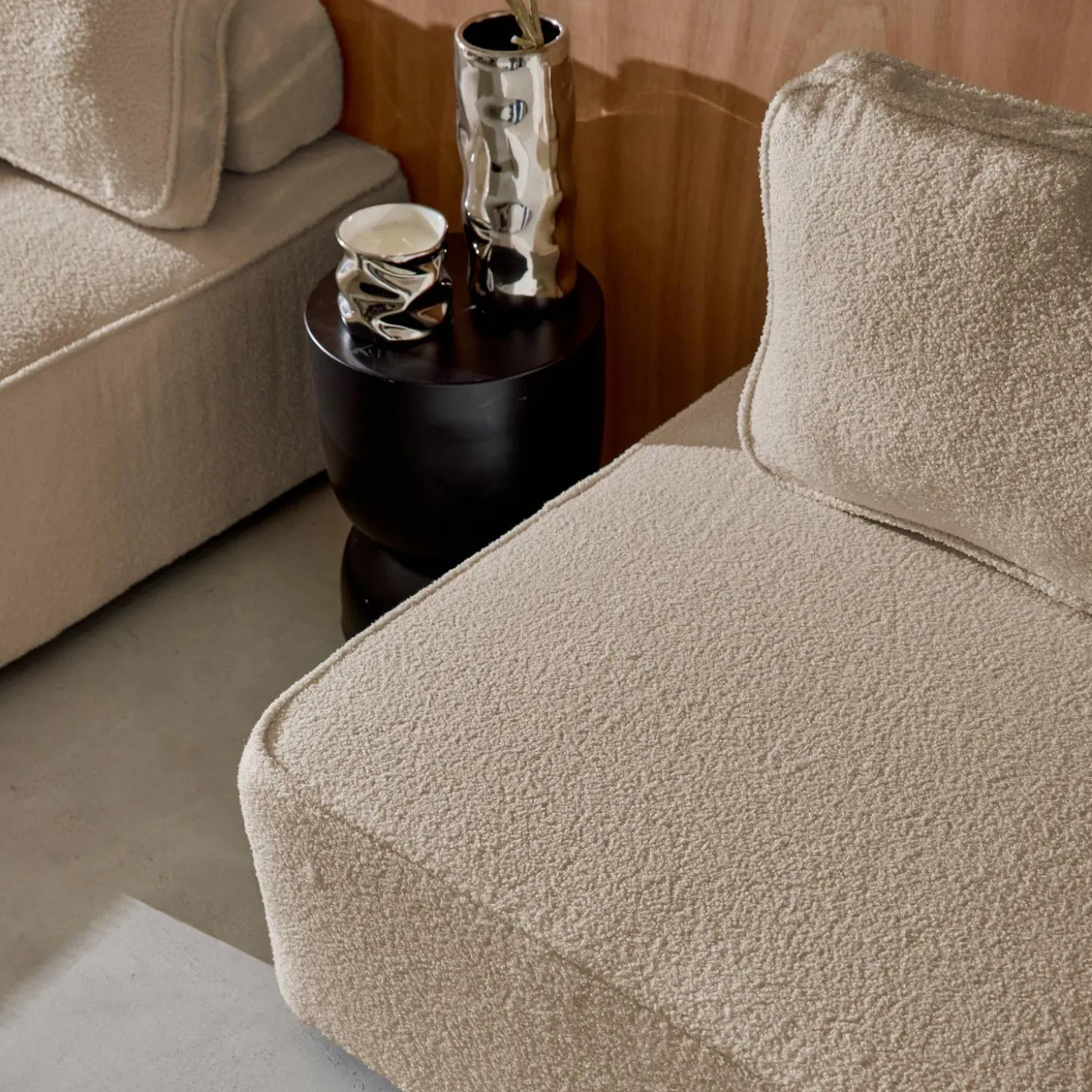 Sofá modular em tecido bouclé, 3 lugares