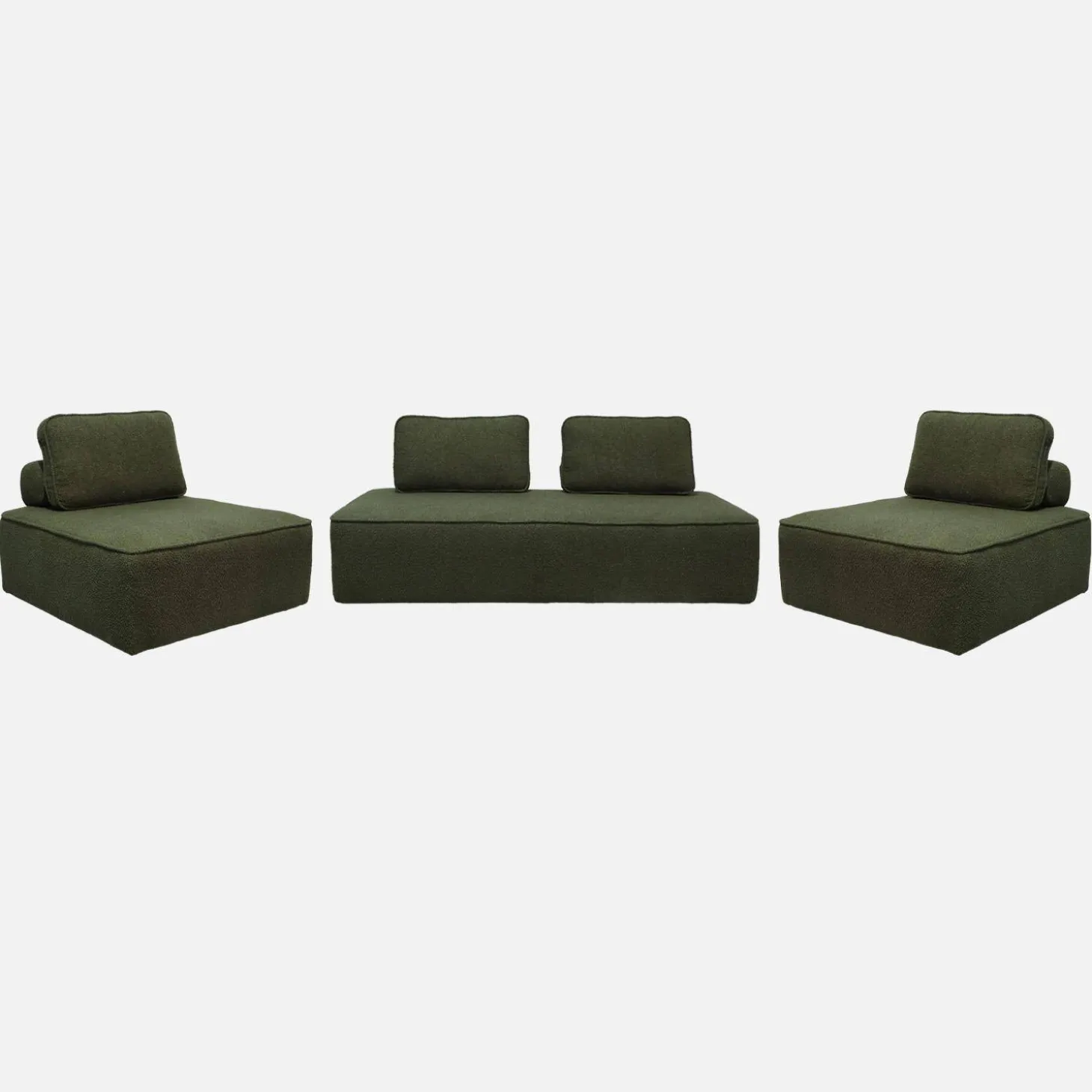 Sofá modular em tecido bouclé, 3 lugares