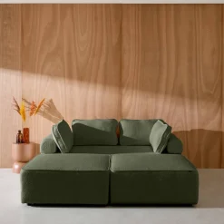 Sofá modular em tecido bouclé, 3 lugares