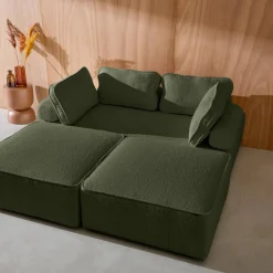 Sofá modular em tecido bouclé, 3 lugares