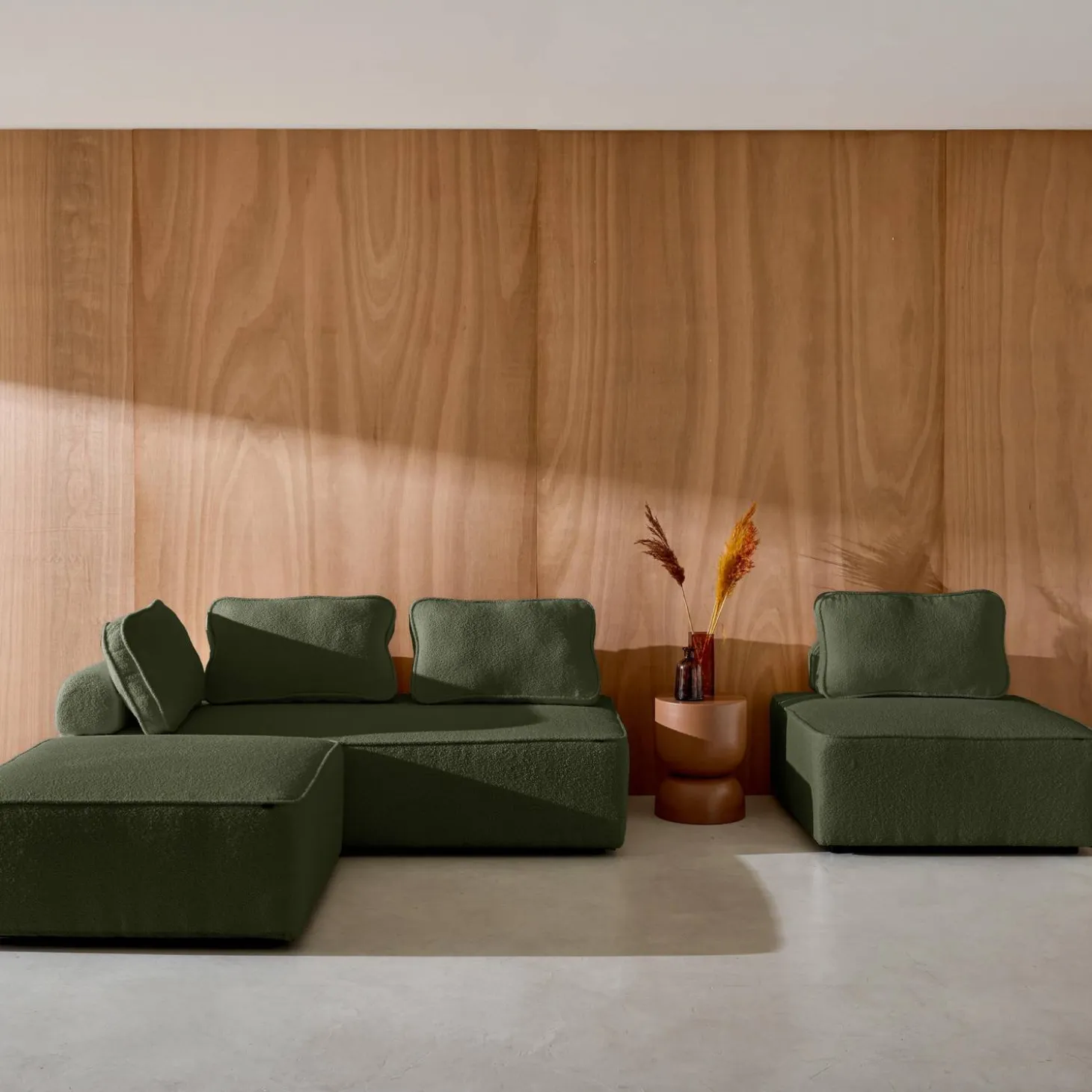 Sofá modular em tecido bouclé, 3 lugares
