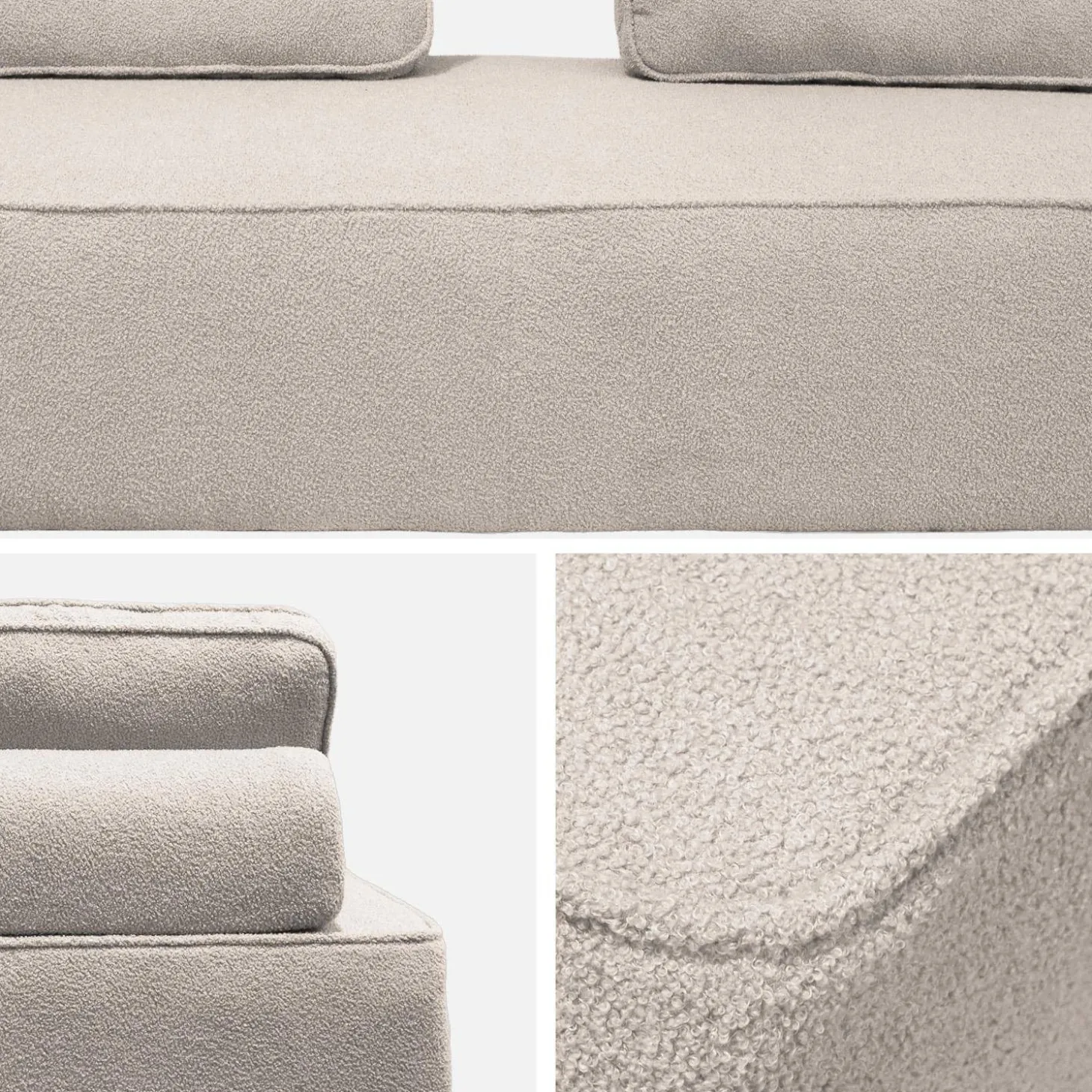 Sofá modular em tecido bouclé, 2 lugares