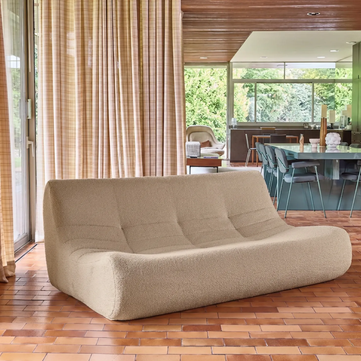 Sofá modular em tecido bouclé, 3 lugares