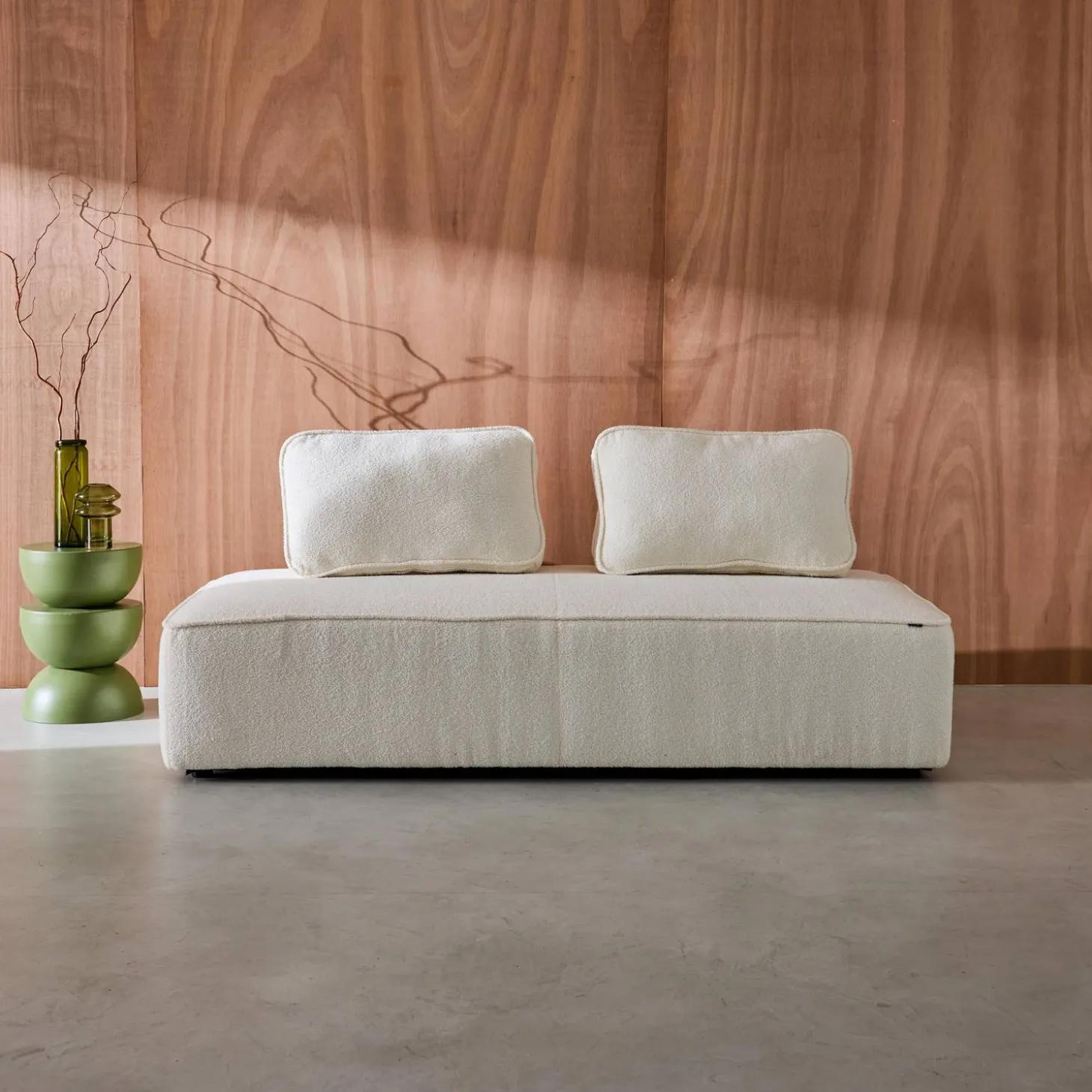 Sofá modular em tecido bouclé, 2 lugares