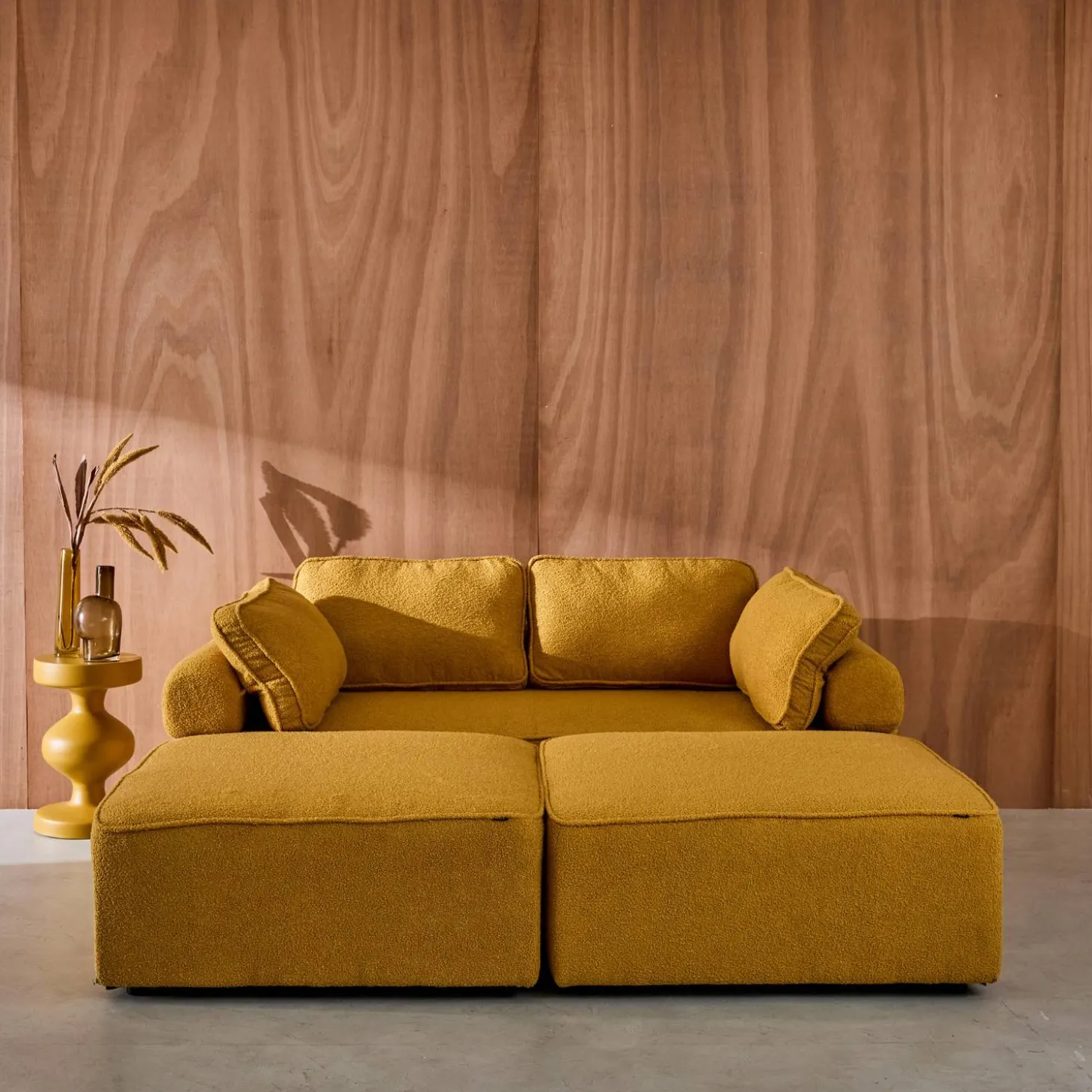 Sofá modular em tecido bouclé, 3 lugares
