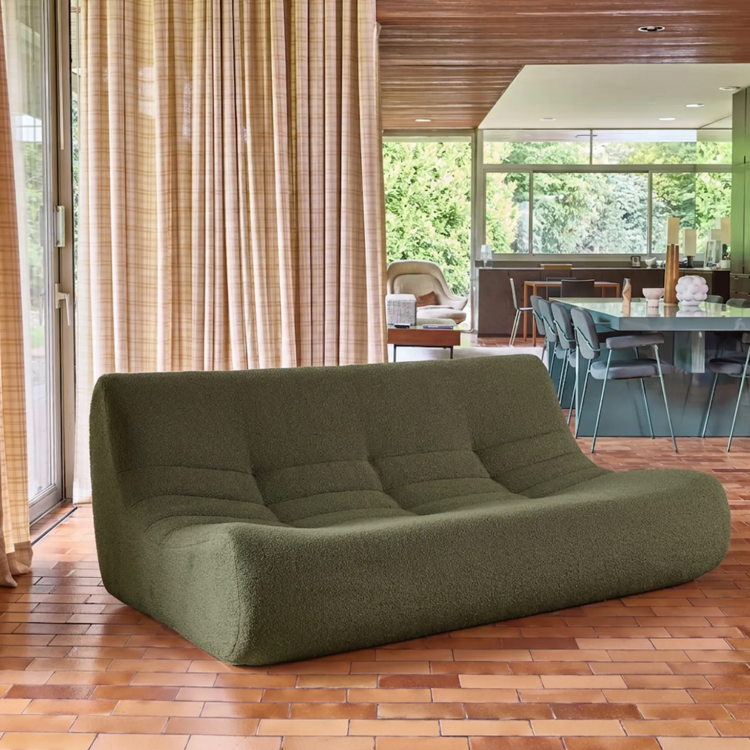 Sofá modular em tecido bouclé, 3 lugares